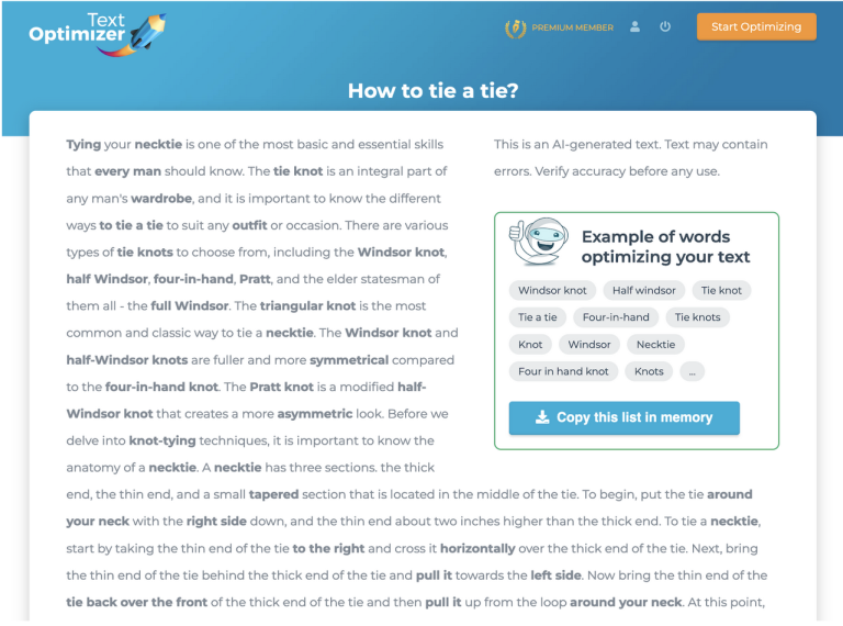 Text Optimizer